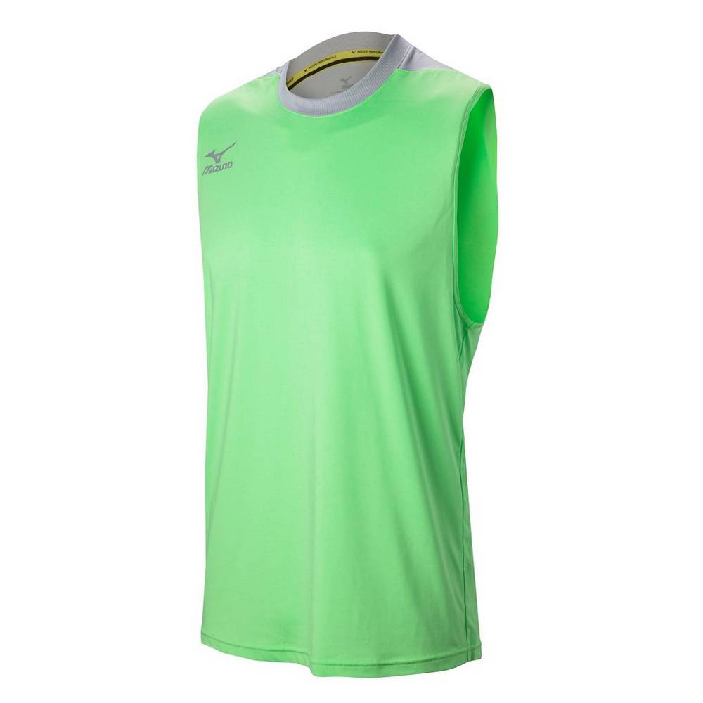 Mens Mizuno Cutoff Jersey Green/Silver Philippines (PZKMVY704)